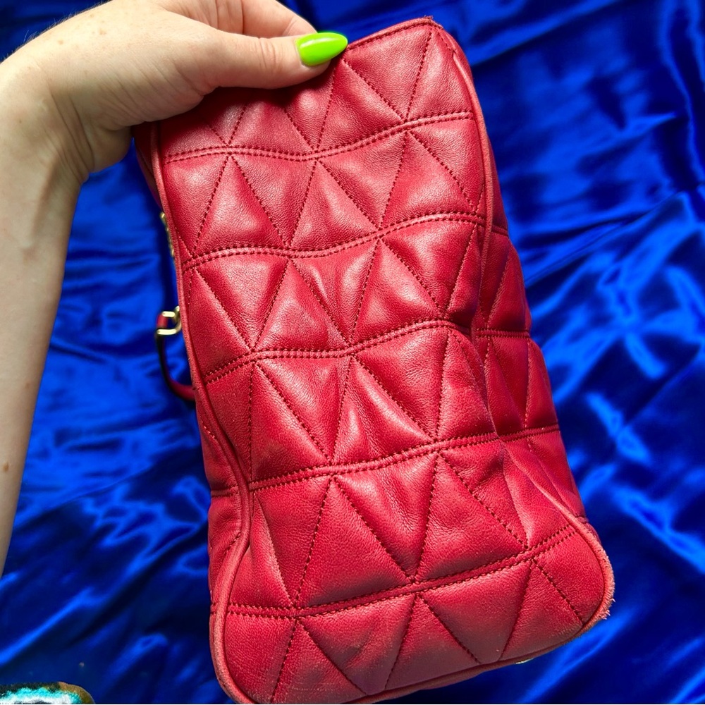 Michael Kors Red Leather Satchel w/ Gold Accents - Picture 8 of 13